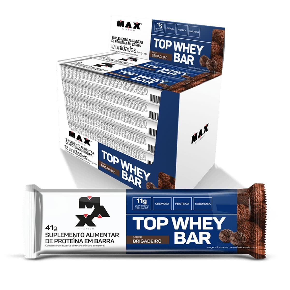 Top Whey Bar - 12 Unidades de 41g Amendoim - Max Titanium*** Data Venc. 19/5/23