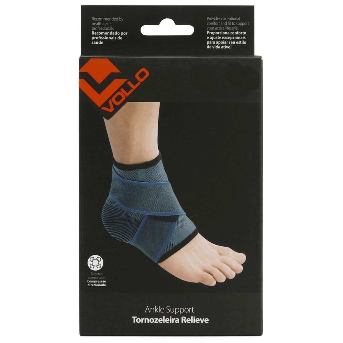Tornozeleira Compress�o Ajust�vel Relieve - Tamanho P-M Cinza -Vollo