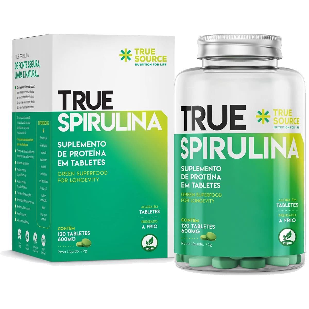True Spirulina 600mg - 120 Tabletes - True Source