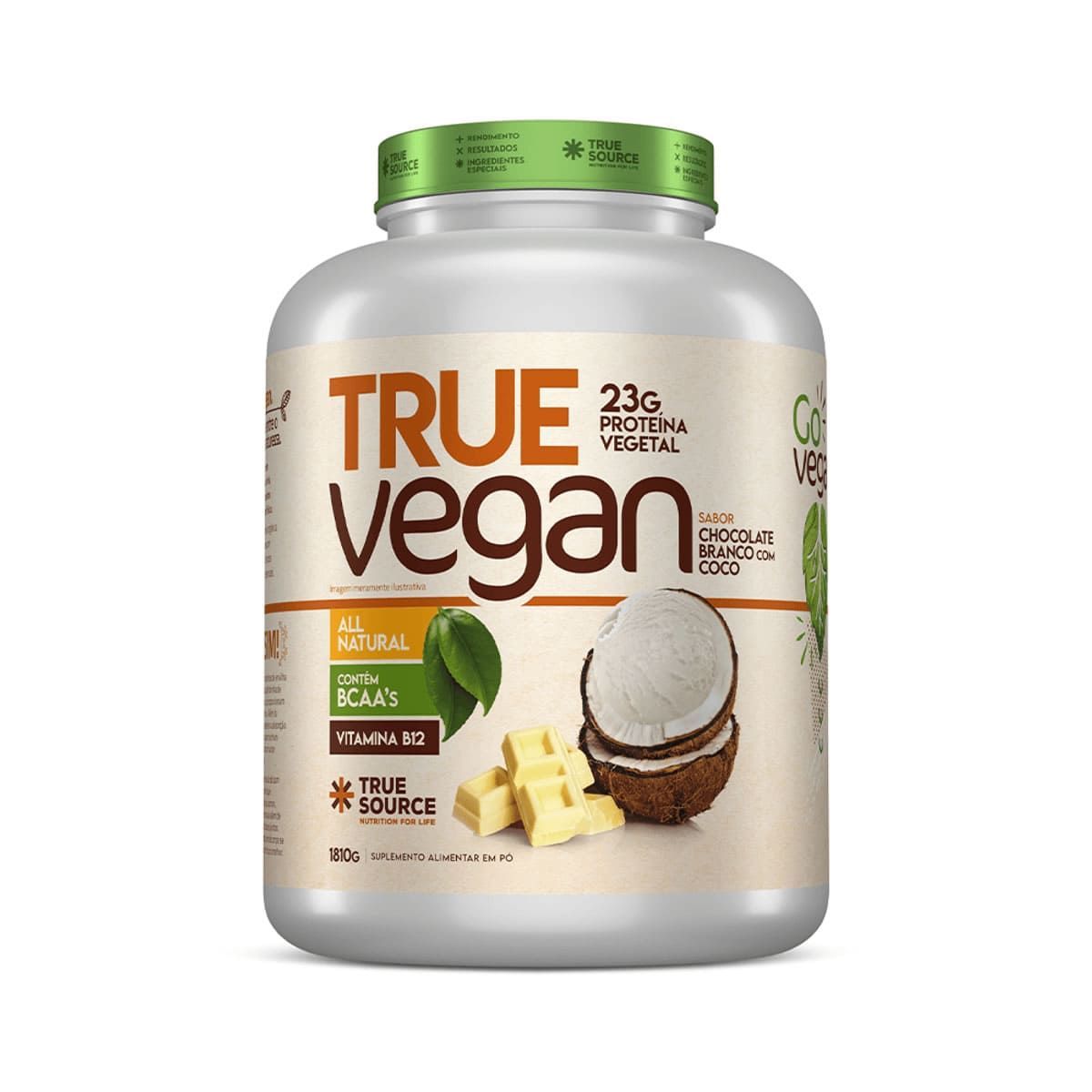True Vegan Prote�na Vegetal - 1810g Chocolate Branco com Coco - True Source