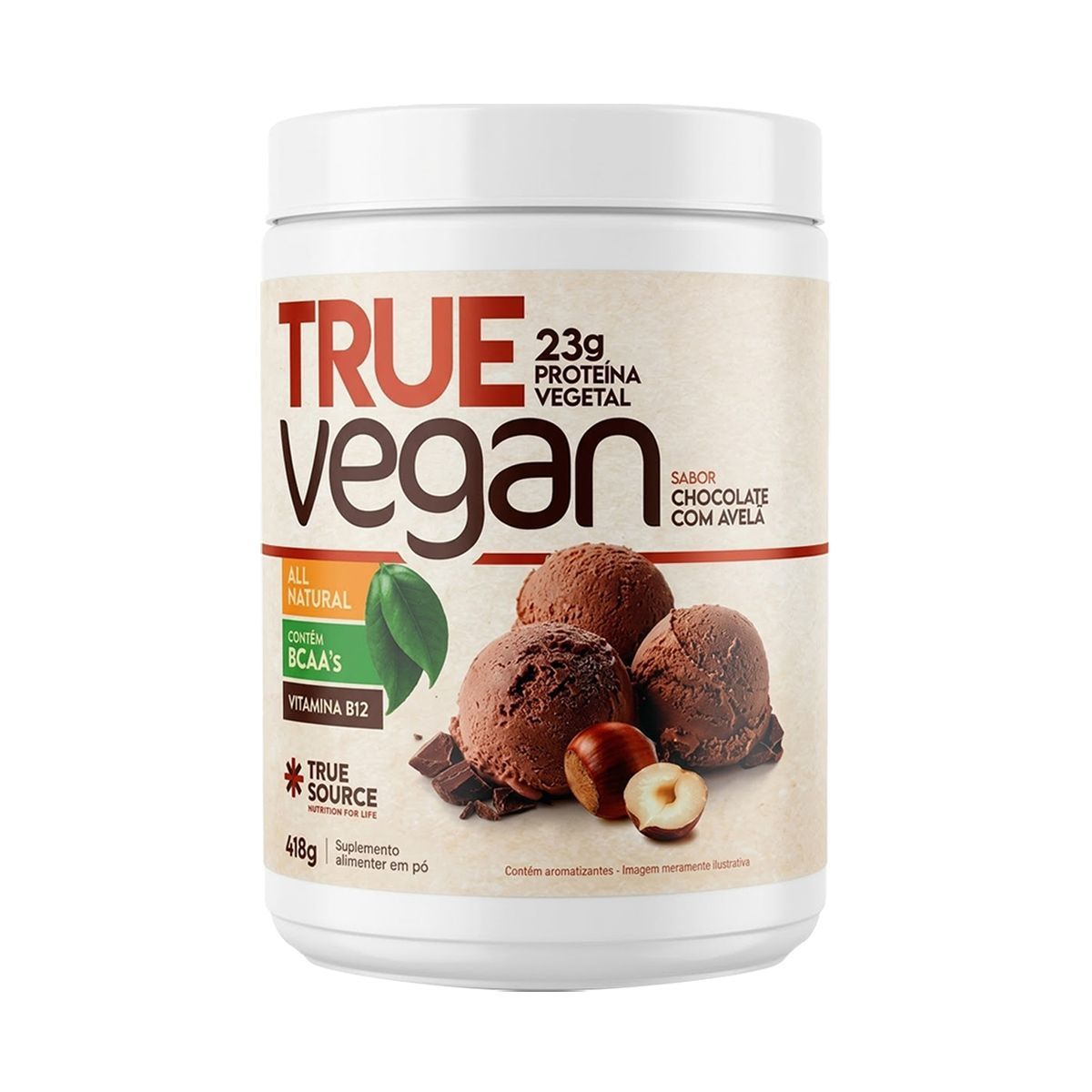True Vegan Prote�na Vegetal - 418g Chocolate com Avel� - True Source