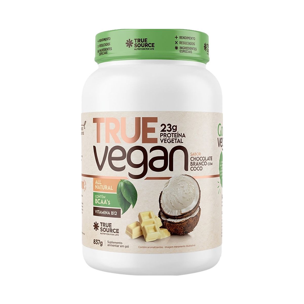 True Vegan Prote�na Vegetal - 837g Chocolate Branco Com Coco - True Source