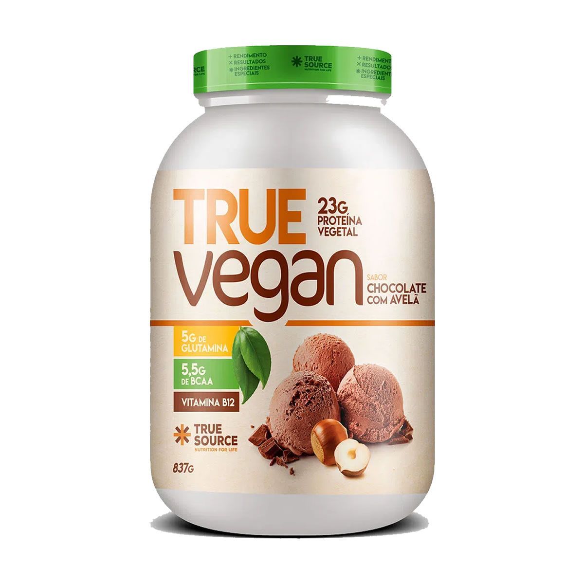 True Vegan Prote�na Vegetal - 837g Chocolate com Avel� - True Source*** Data Venc. 30/06/2025