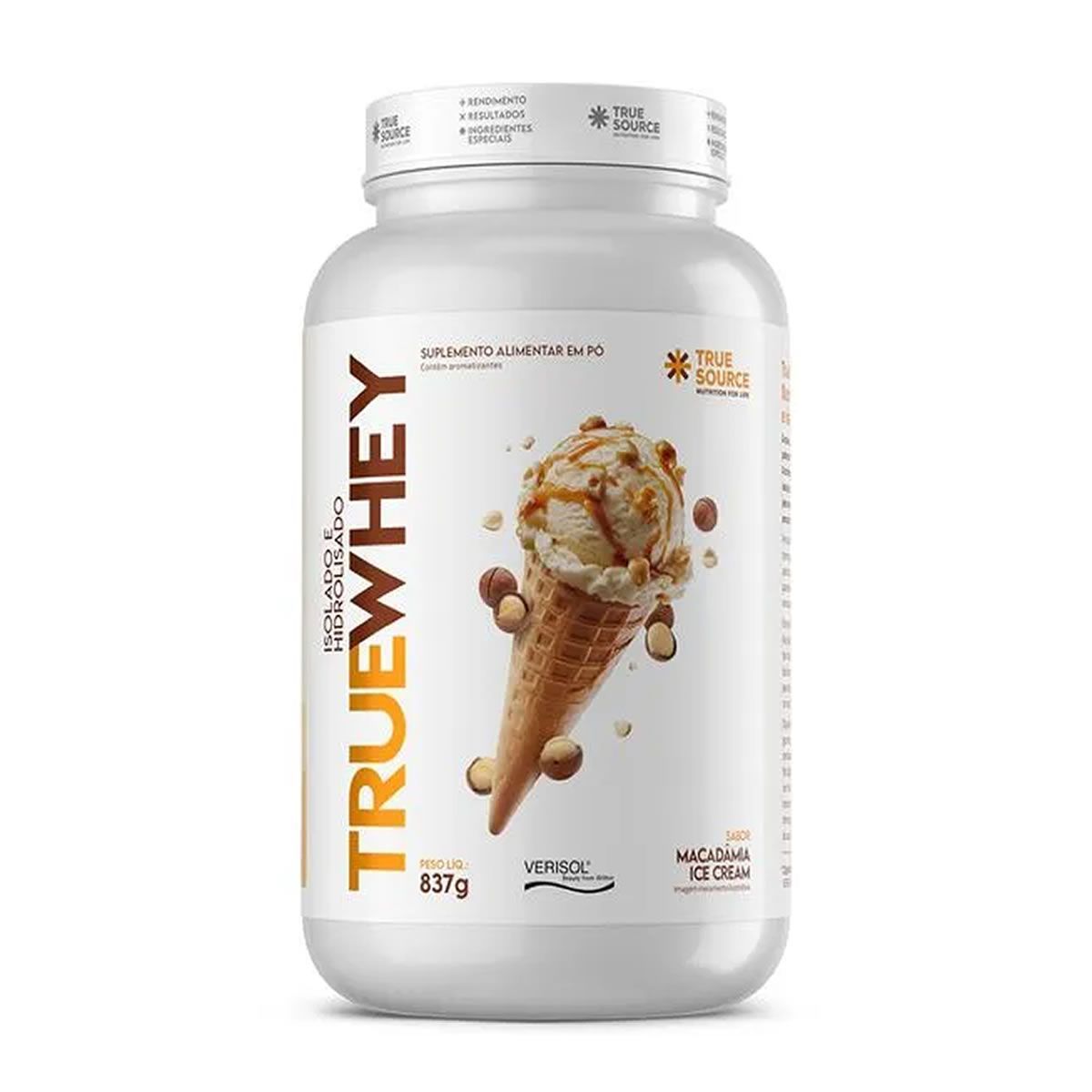 True Whey Protein Hidrolisado e Isolado - 837g Macadamia Ice Cream - True Source