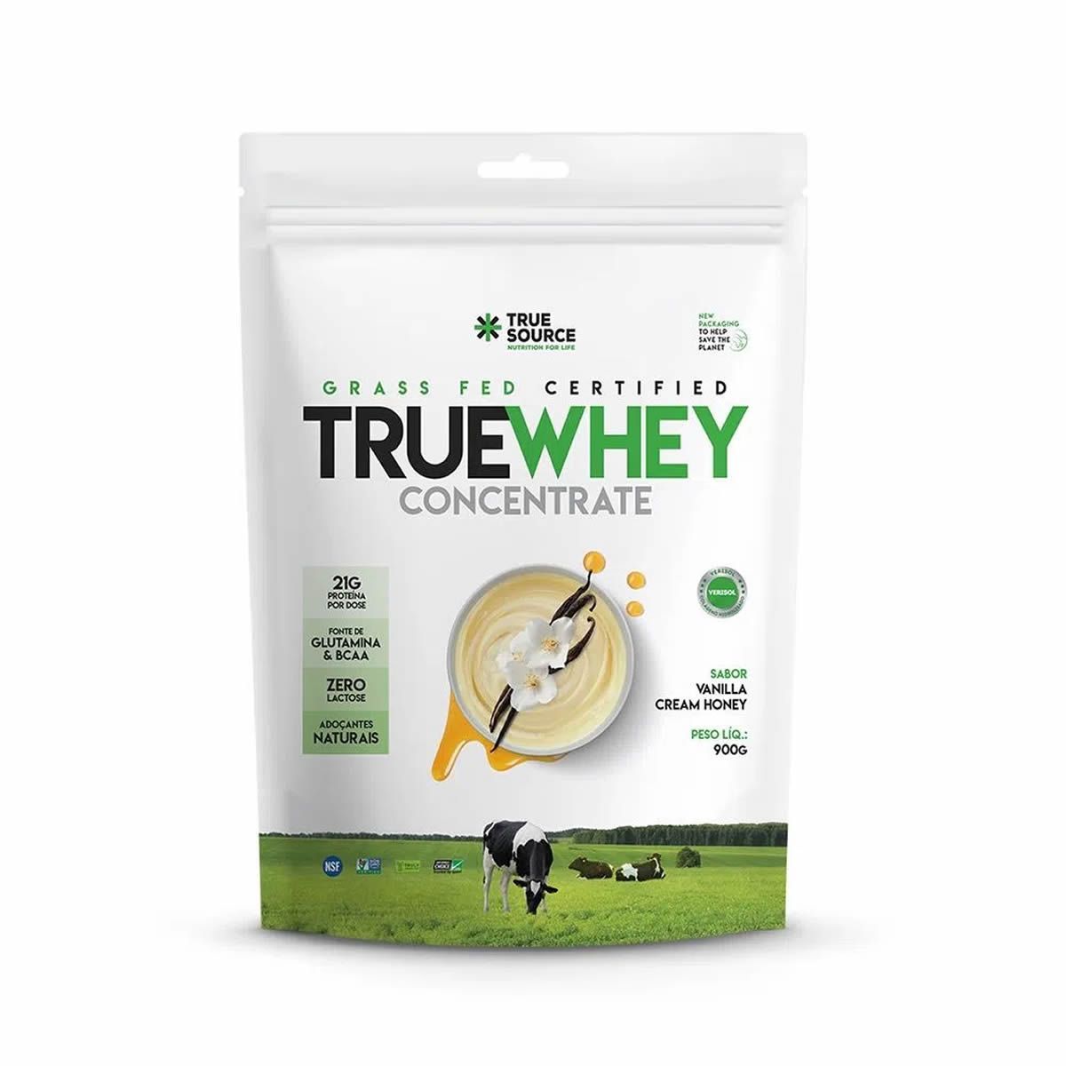 True Whey Concentrate - 900g Refil Vanilla Cream Honey - True Source*** Data Venc. 30/03/2025