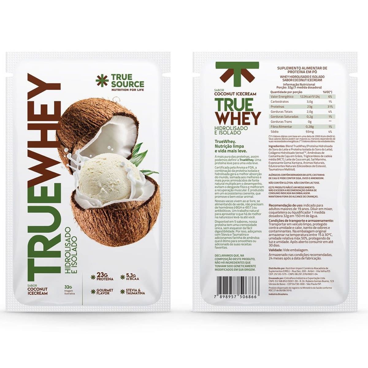 True Whey Hidrolisado e Isolado - 1 Sach� 32g Coconut Ice Cream - True Source