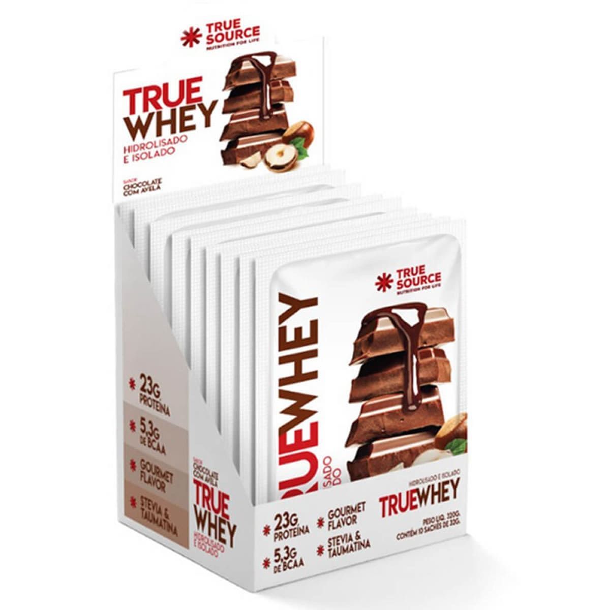 True Whey Hidrolisado e Isolado - 10 Sach�s de 32g Chocolate com Avel� - True Source