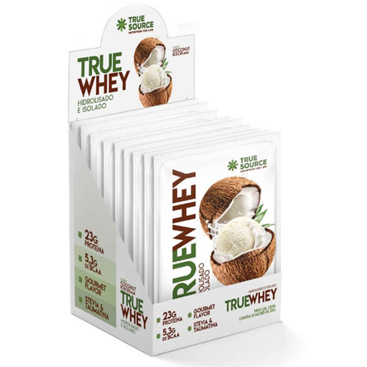 True Whey Hidrolisado e Isolado - 10 sach�s de 32g Coconut Ice Cream - True Source*** Data Venc. 30/12/2022