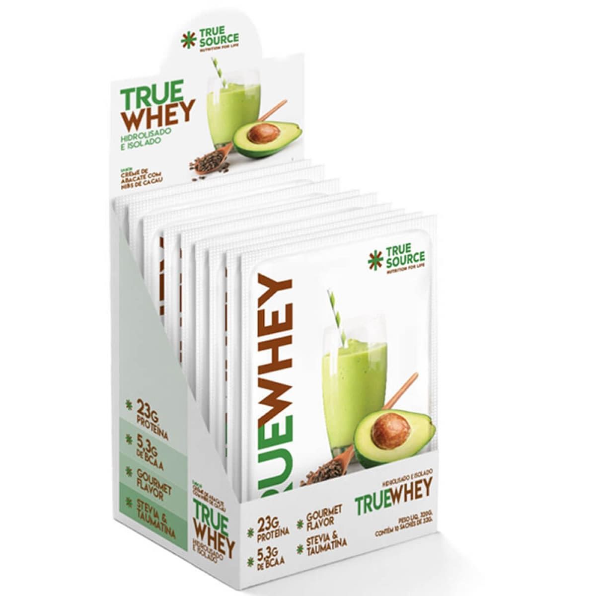 True Whey Hidrolisado e Isolado - 10 sach�s de 32g Creme de Abacate Com Nibs de Cacau - True Source