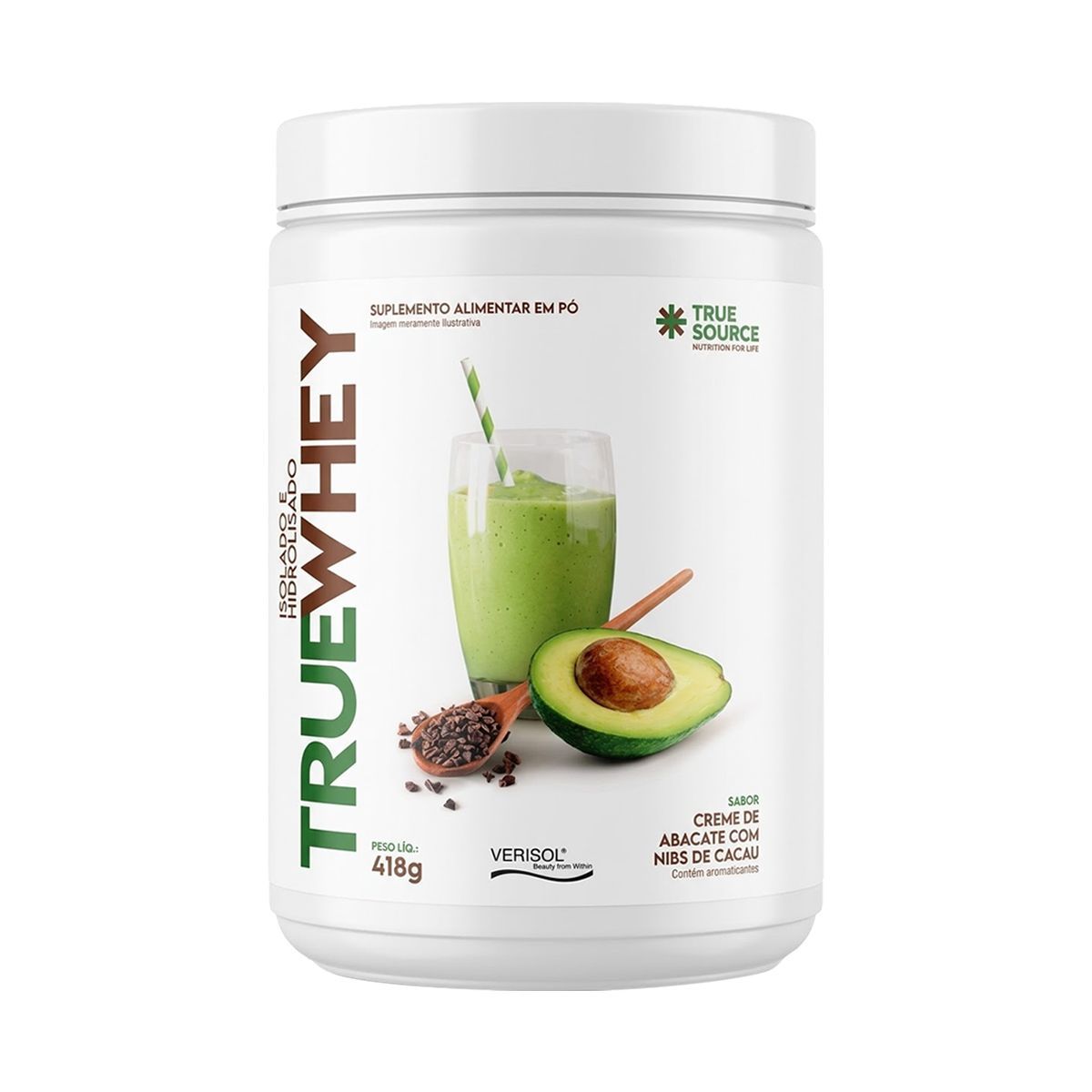 True Whey Protein Hidrolisado e Isolado - 418g Creme de Abacate Com Nibs de Cacau - True Source