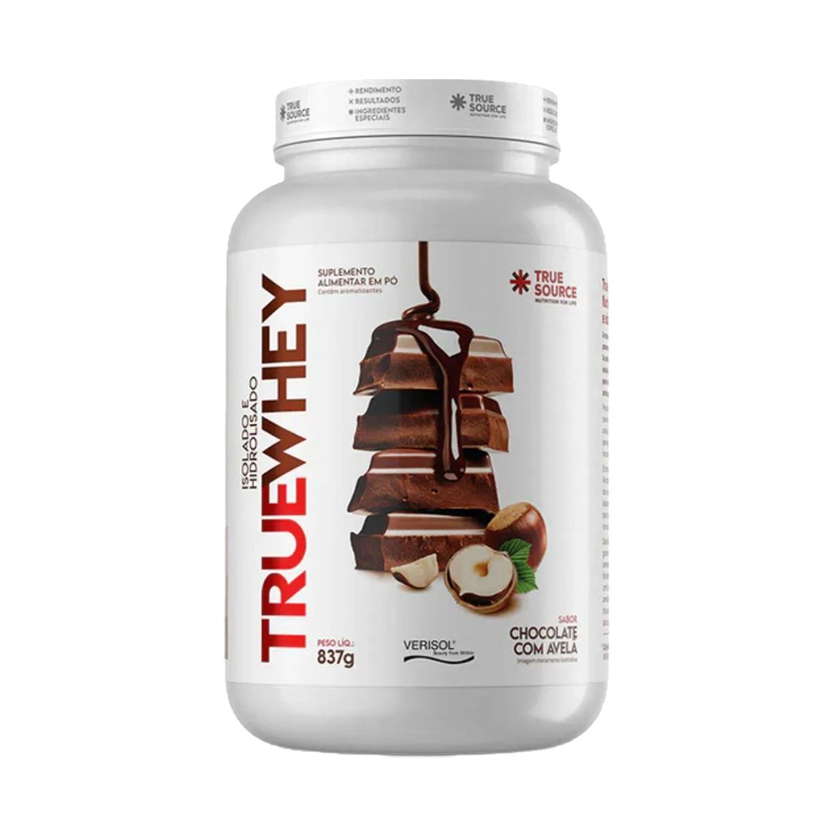 True Whey Protein Hidrolisado e Isolado - 837g Chocolate Com Avel� - True Source