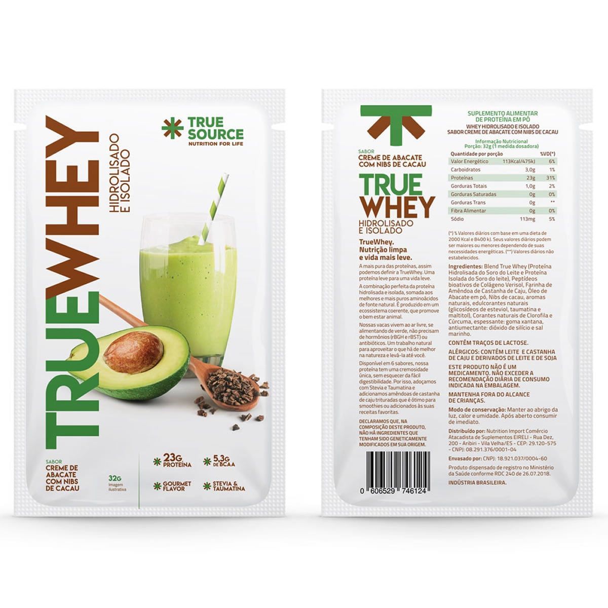 True Whey -  1 Sach� 32g Creme de Abacate Com Nibs de Cacau - True Source