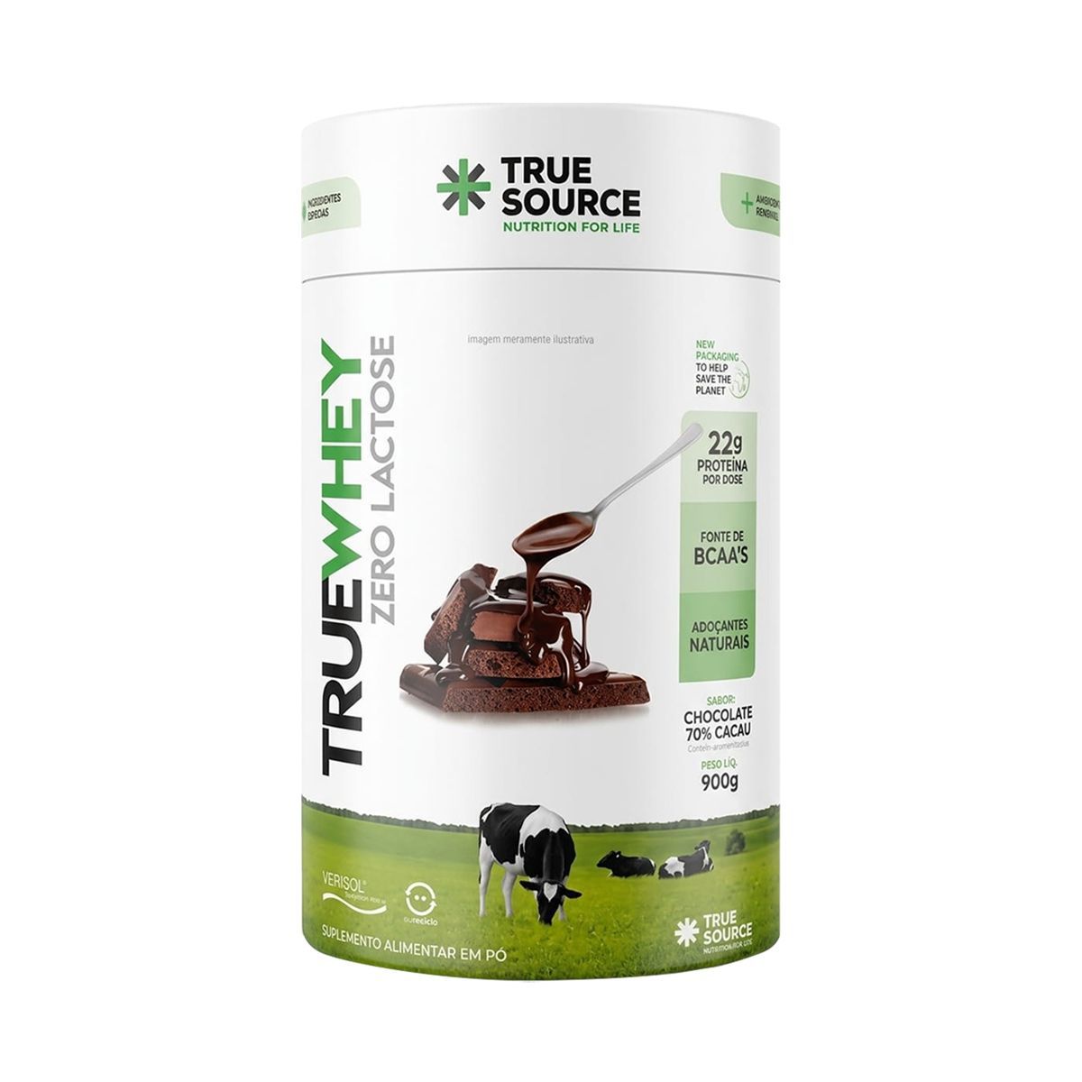 True Whey Zero Lactose - 900g Chocolate 70% Cacau - True Source