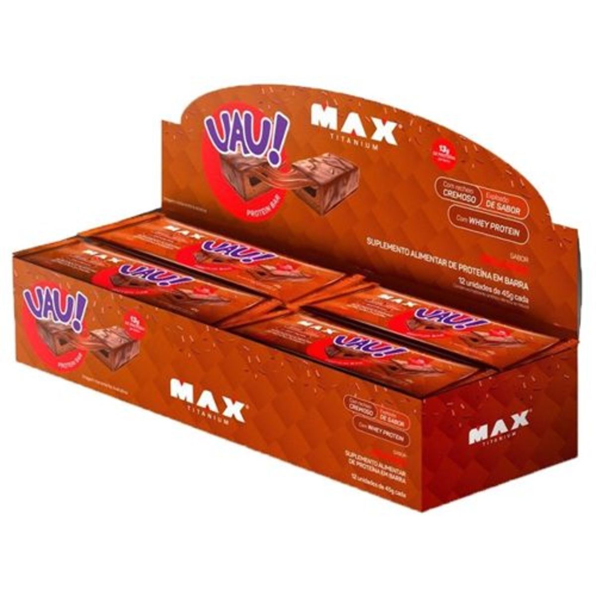 Uau Protein Bar - 12 Unidades 45g Brigadeiro - Max Titanium*** Data Venc. 21/01/2023