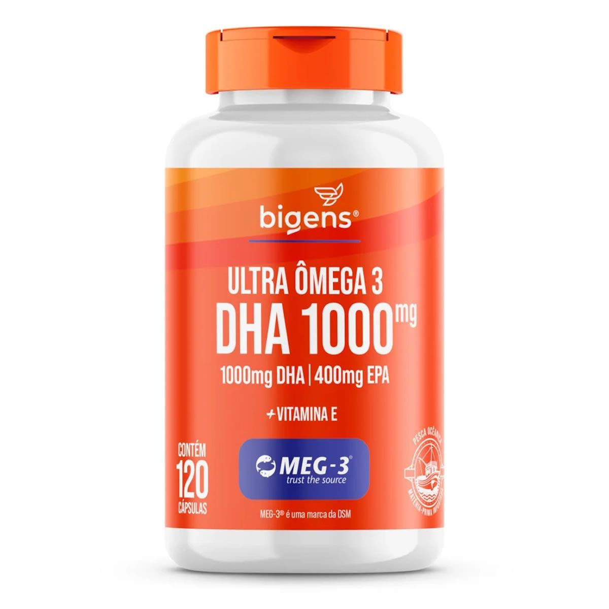 Ultra Omega 3 DHA 1000mg + Vitamina E - 120 C�psulas - Bigens