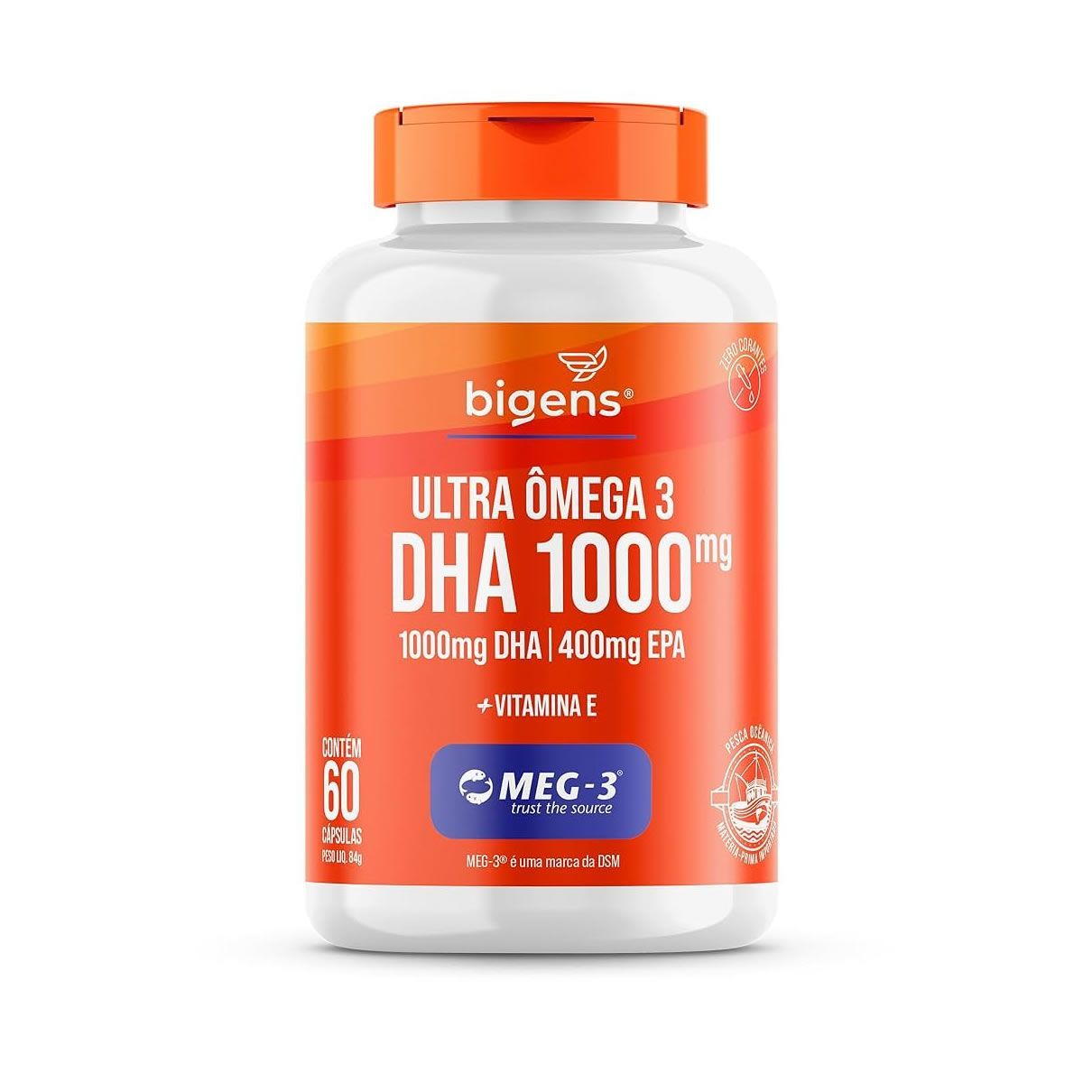 Ultra Omega 3 DHA 1000mg + Vitamina E - 60 C�psulas - Bigens