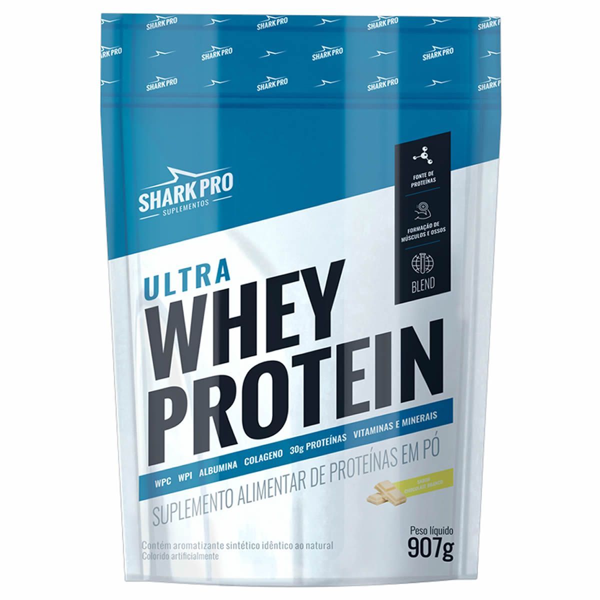 Ultra Whey Protein - 907g Refil Chocolate Branco  - Shark Pro Nutrition