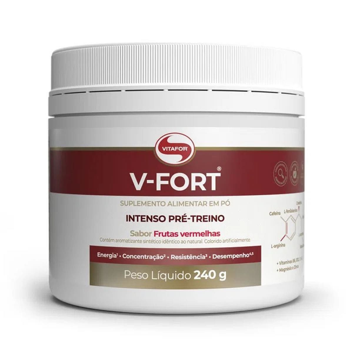 V-Fort - 240g Frutas Vermelhas - Vitafor *** LACRE INTERNO ROMPIDO *** Data Venc. 30/01/2026