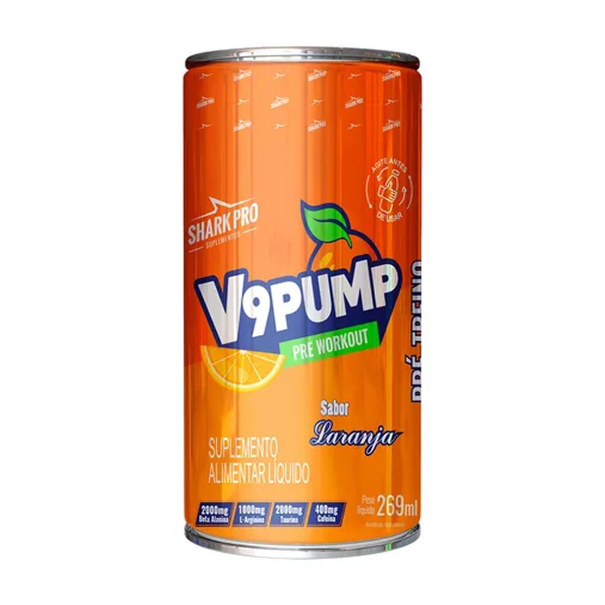 v9 Pump Drink Pr�-Treino - Lata 269ml Laranja - Shark Pro