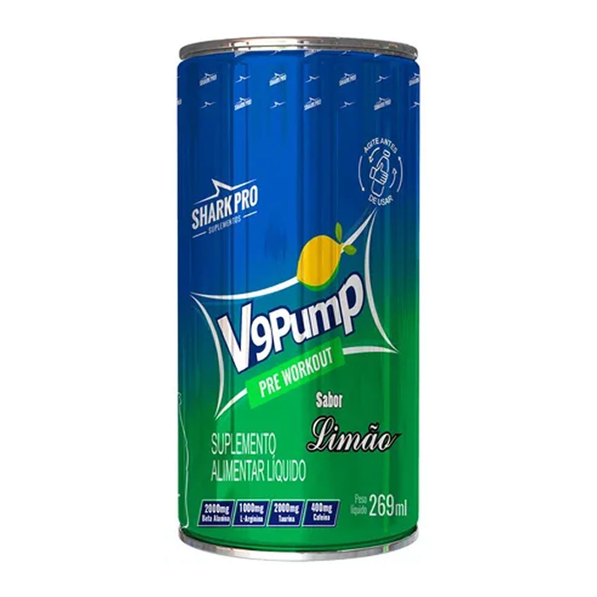v9 Pump Drink Pr�-Treino - Lata 269ml Lim�o - Shark Pro