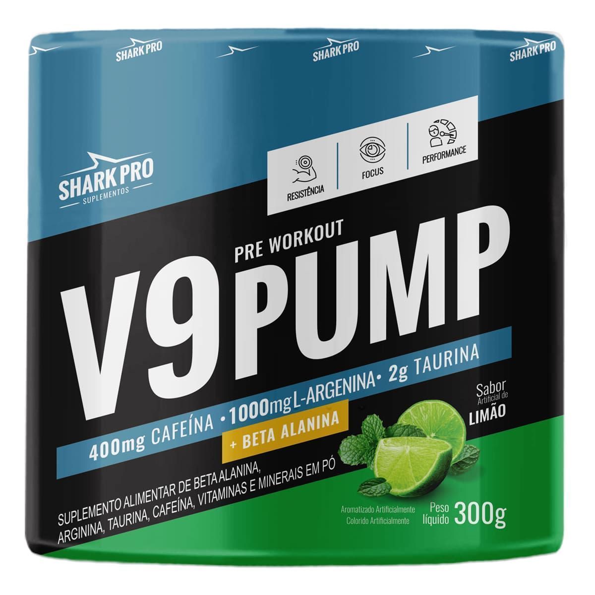 V9-Pump Pre Workout - 300g Lim�o - Shark Pro