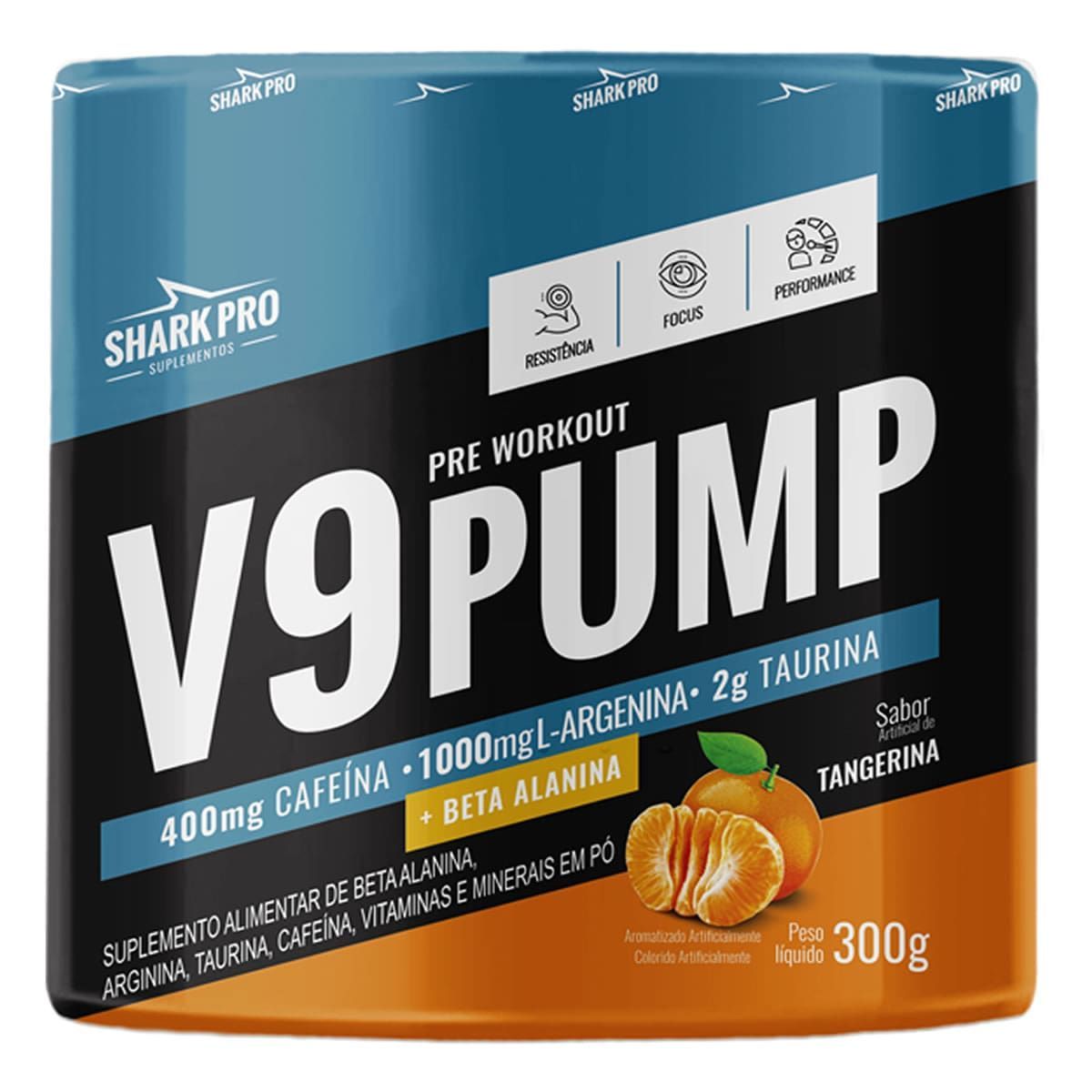 V9-Pump Pre Workout - 300g Tangerina - Shark Pro