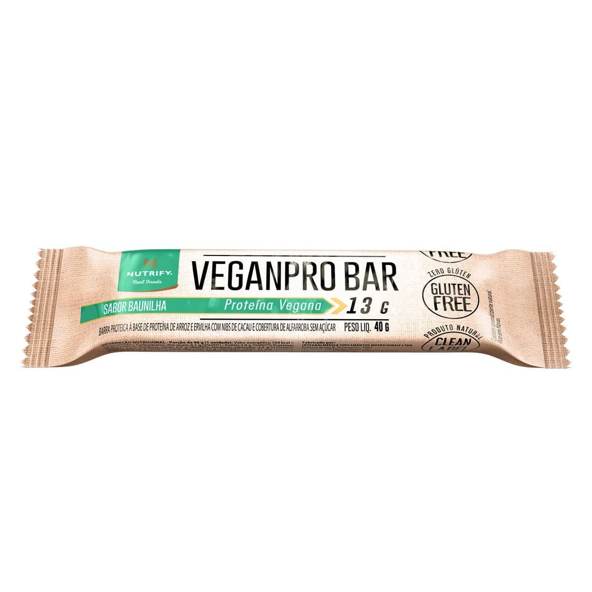 VeganPro Bar - 1 unidade 40g Baunilha - Nutrify*** Data Venc. 30/10/2023