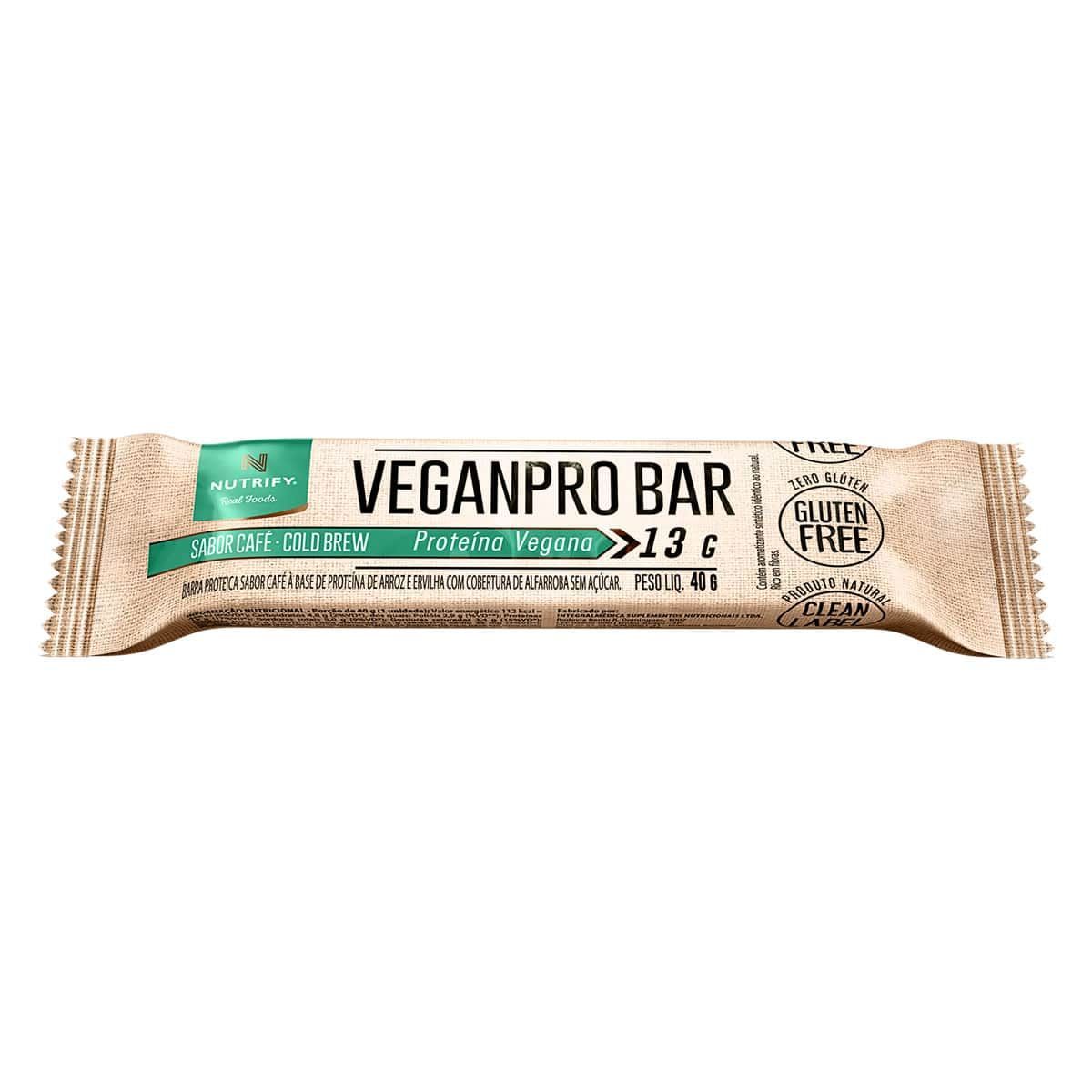 VeganPro Bar - 1 unidade 40g Coffee - Nutrify*** Data Venc. 30/11/2020