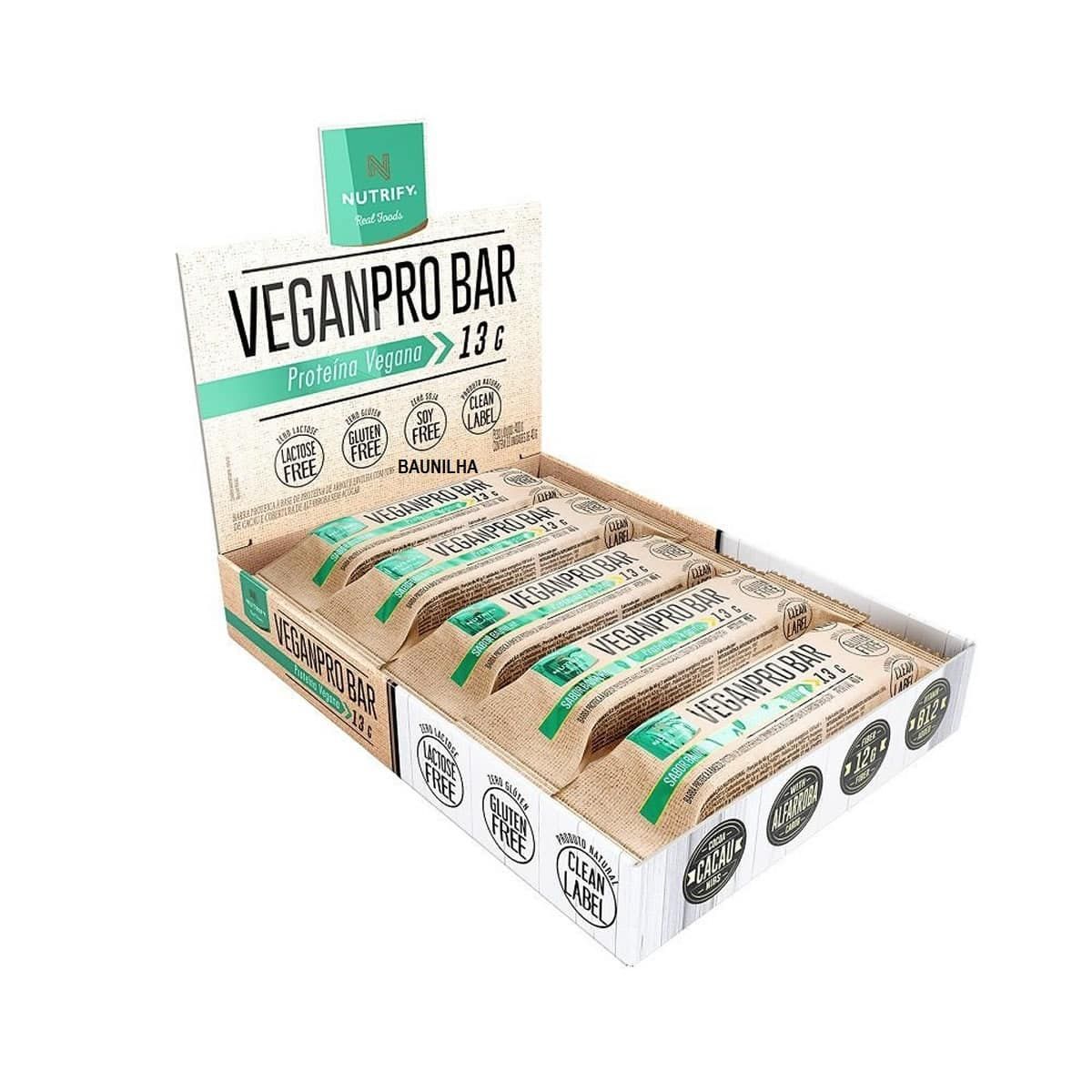 VeganPro Bar - 10 unidades 40g Baunilha - Nutrify*** Data Venc. 30/11/2020