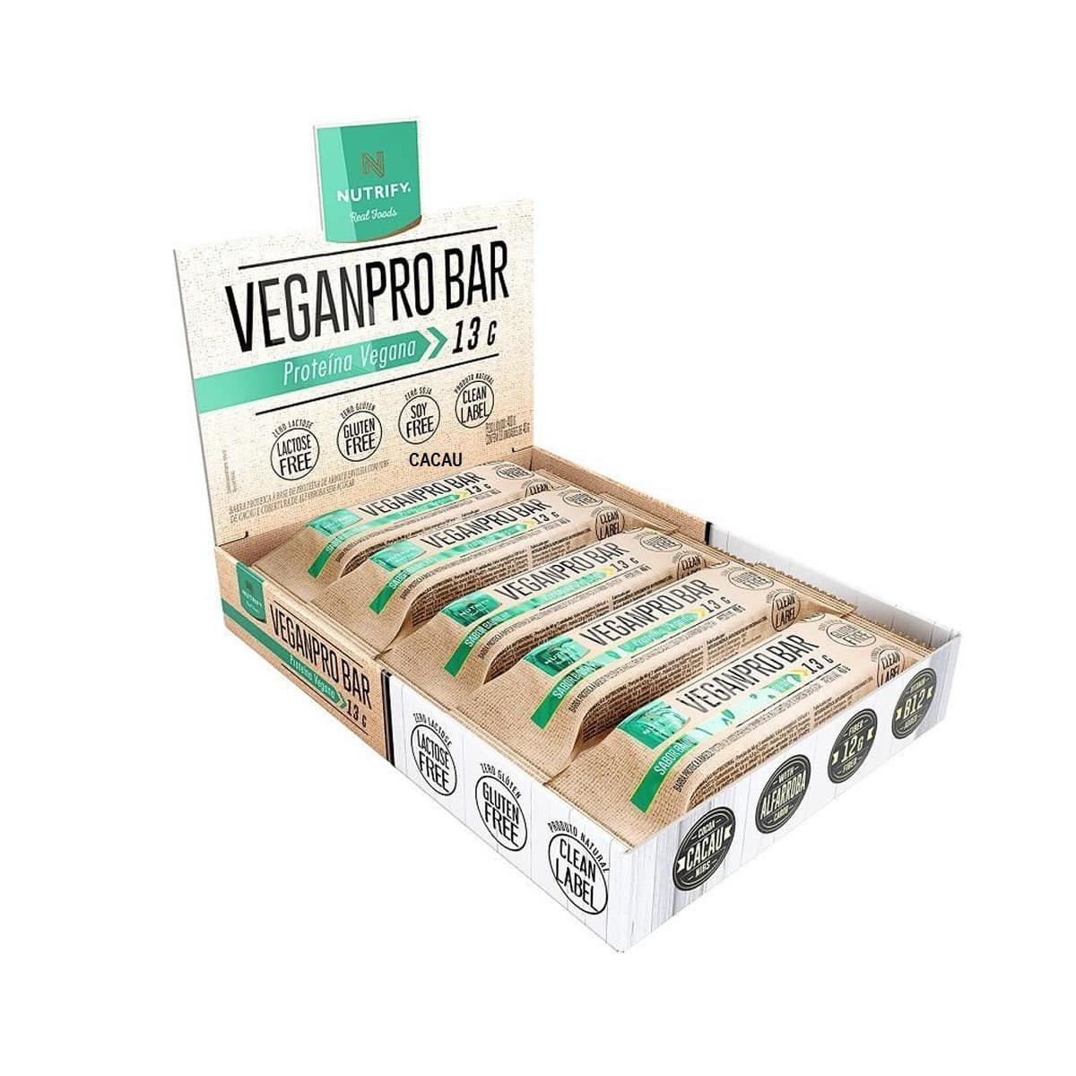 VeganPro Bar - 10 unidades 40g  Cacau - Nutrify*** Data Venc. 30/11/2020