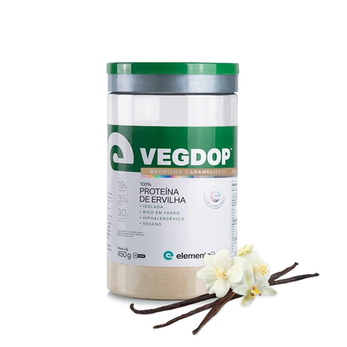 VegDop Prote�na de Ervilha - 450g Baunilha Caramelizada - ElementoPuro
