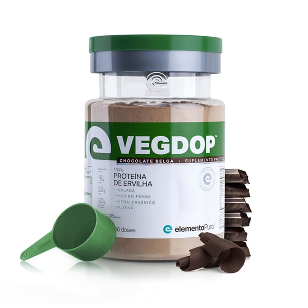 VegDop Prote�na de Ervilha - 900g Chocolate Belga - ElementoPuro