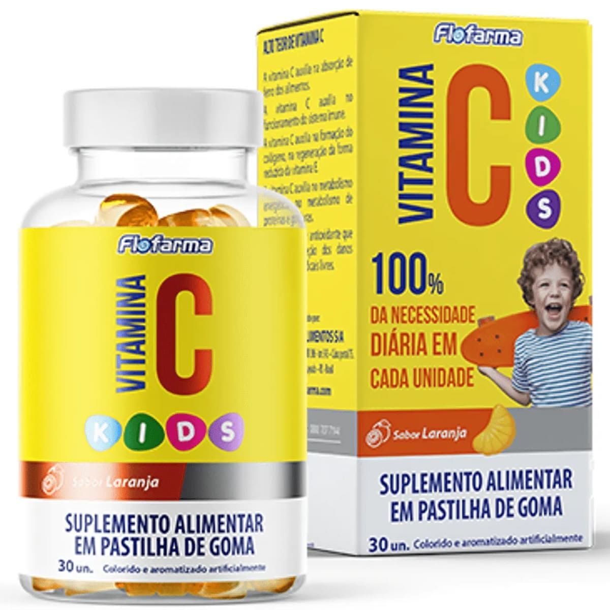 Vitamina C Kids - 30 Gomas Laranja - Flofarma