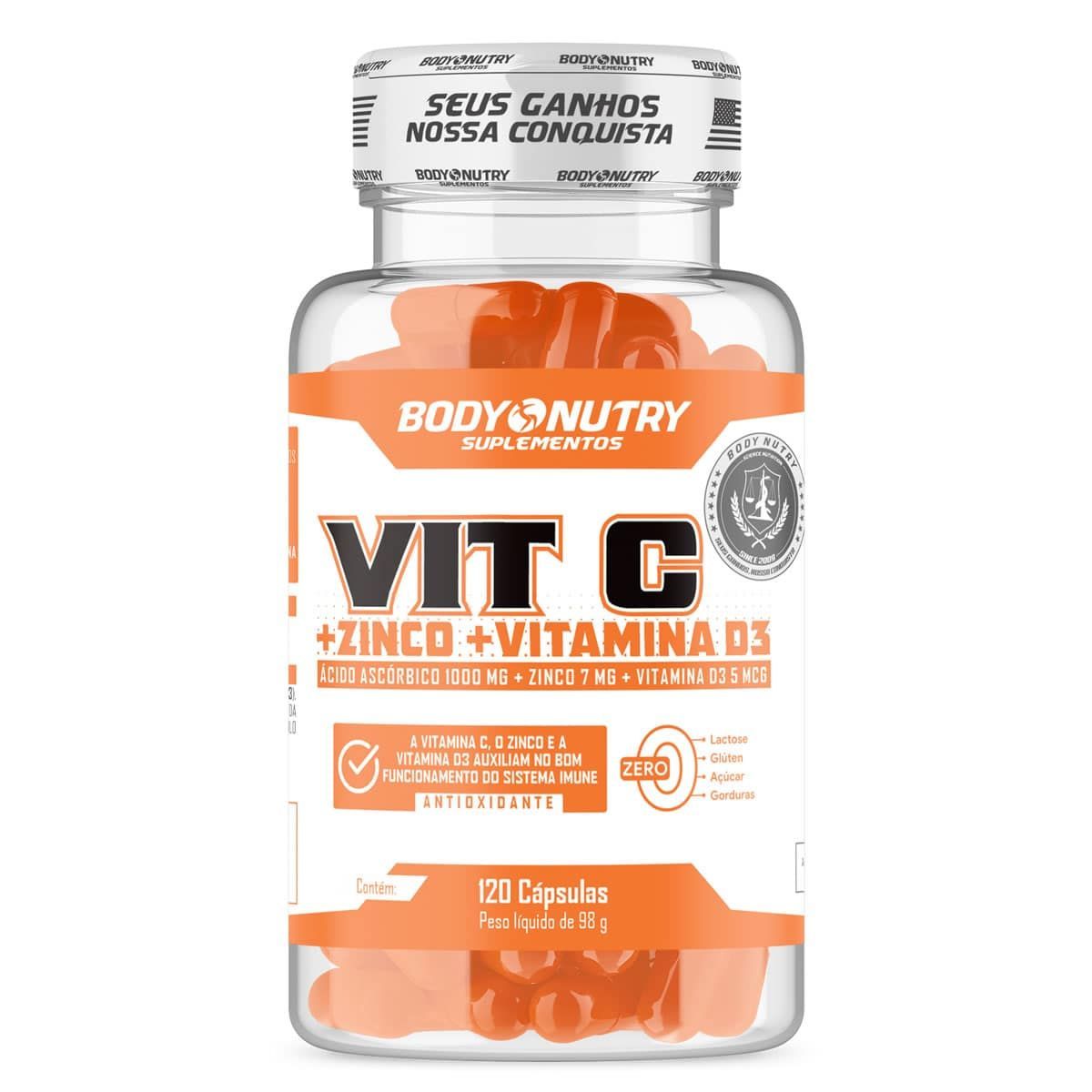 Vit C + Zinco + Vit D3 - 120 C�psulas - Body Nutry