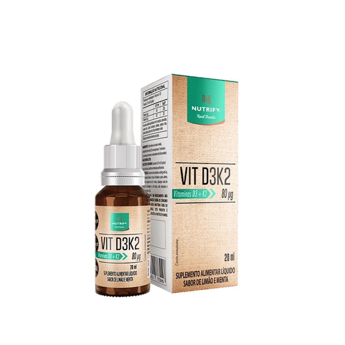 VIT D3K2 - 20ml Menta e Lim�o - Nutrify*** Data Venc. 30/01/2026