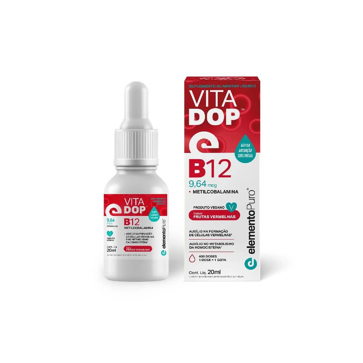 VitaDop B12 - 20ml Frutas Vermelhas - ElementoPuro