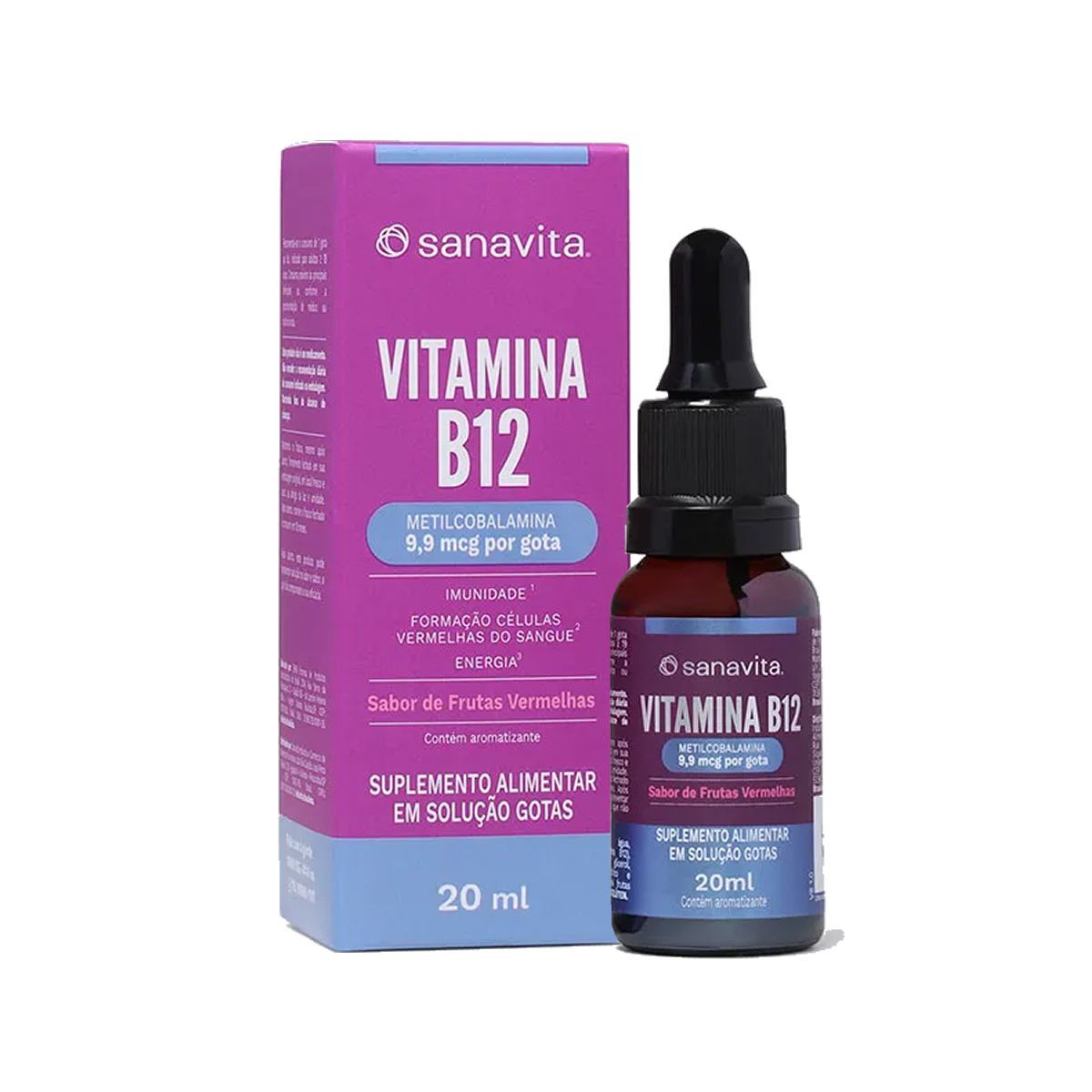 Vitamina B12 Gotas - 20ml Frutas Vermelhas - Sanavita