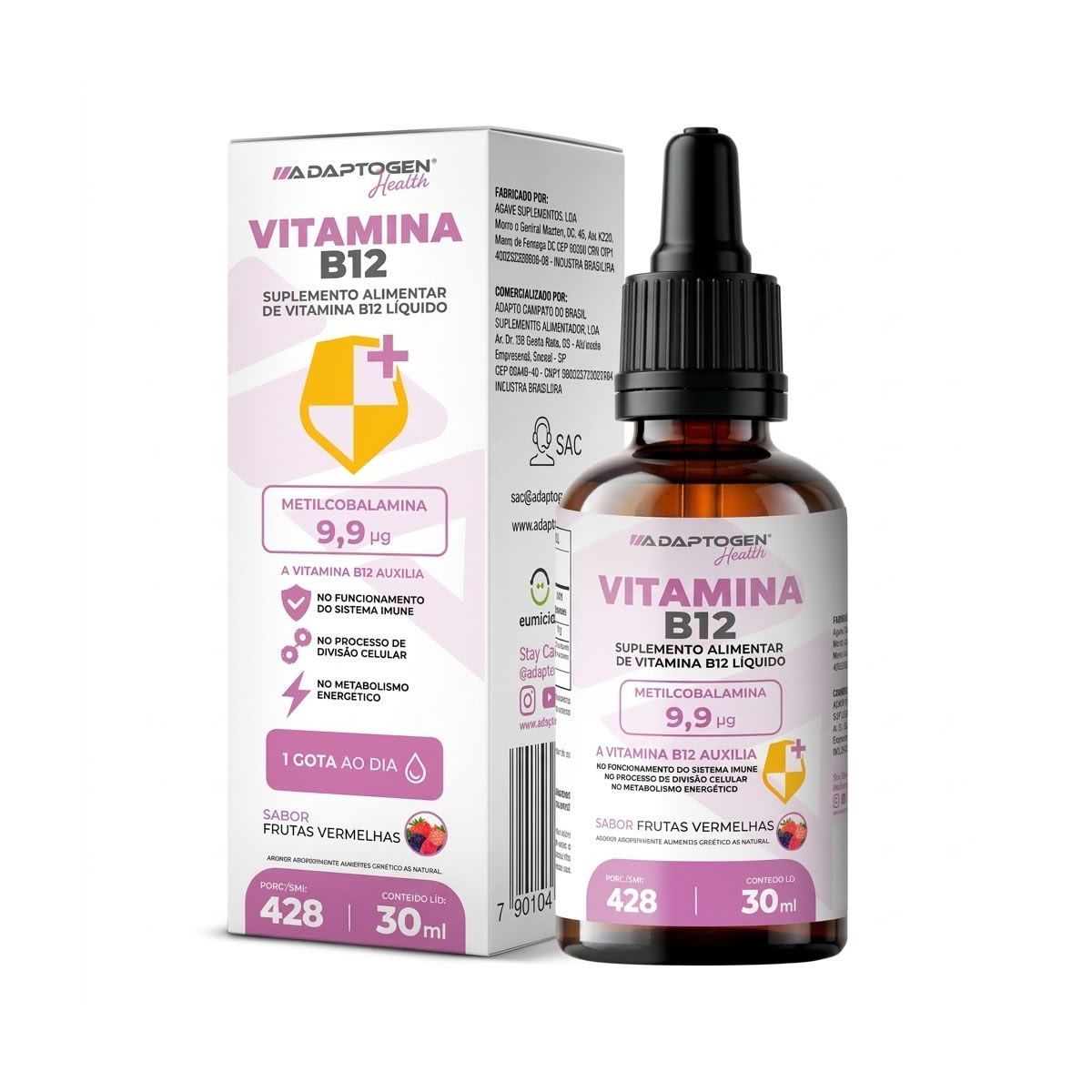 Vitamina B12 Gotas - 30ml Frutas Vermelhas - Adaptogen