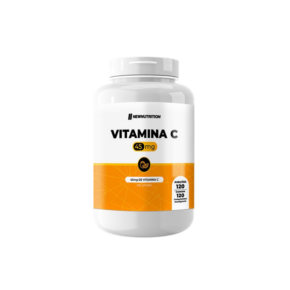 Vitamina C 45mg  - 120 Comprimidos Mastig�veis Laranja com Acerola - NewNutrition