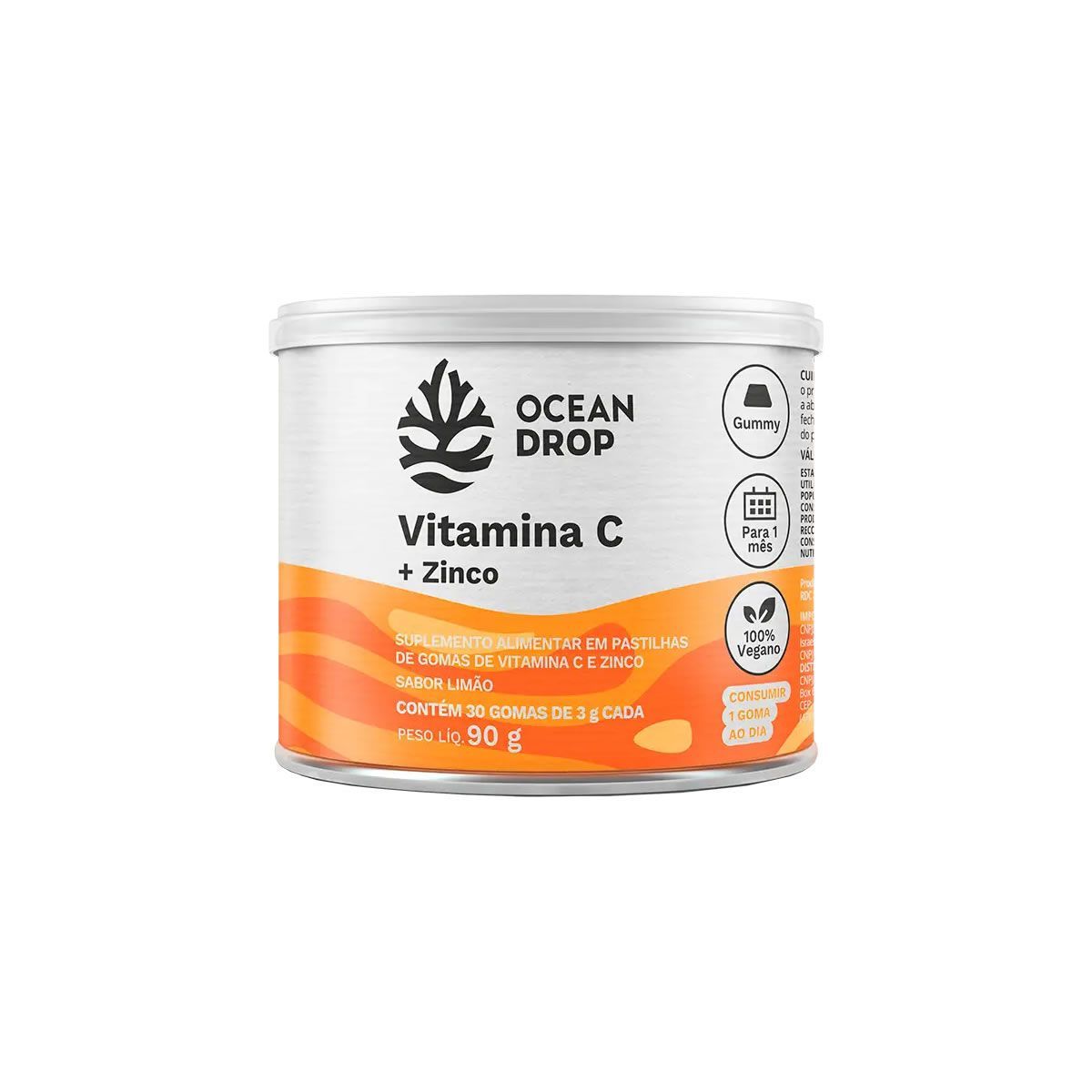 Vitamina C+Zinco - 30 Gomas 3g Lim�o - Ocean Drop