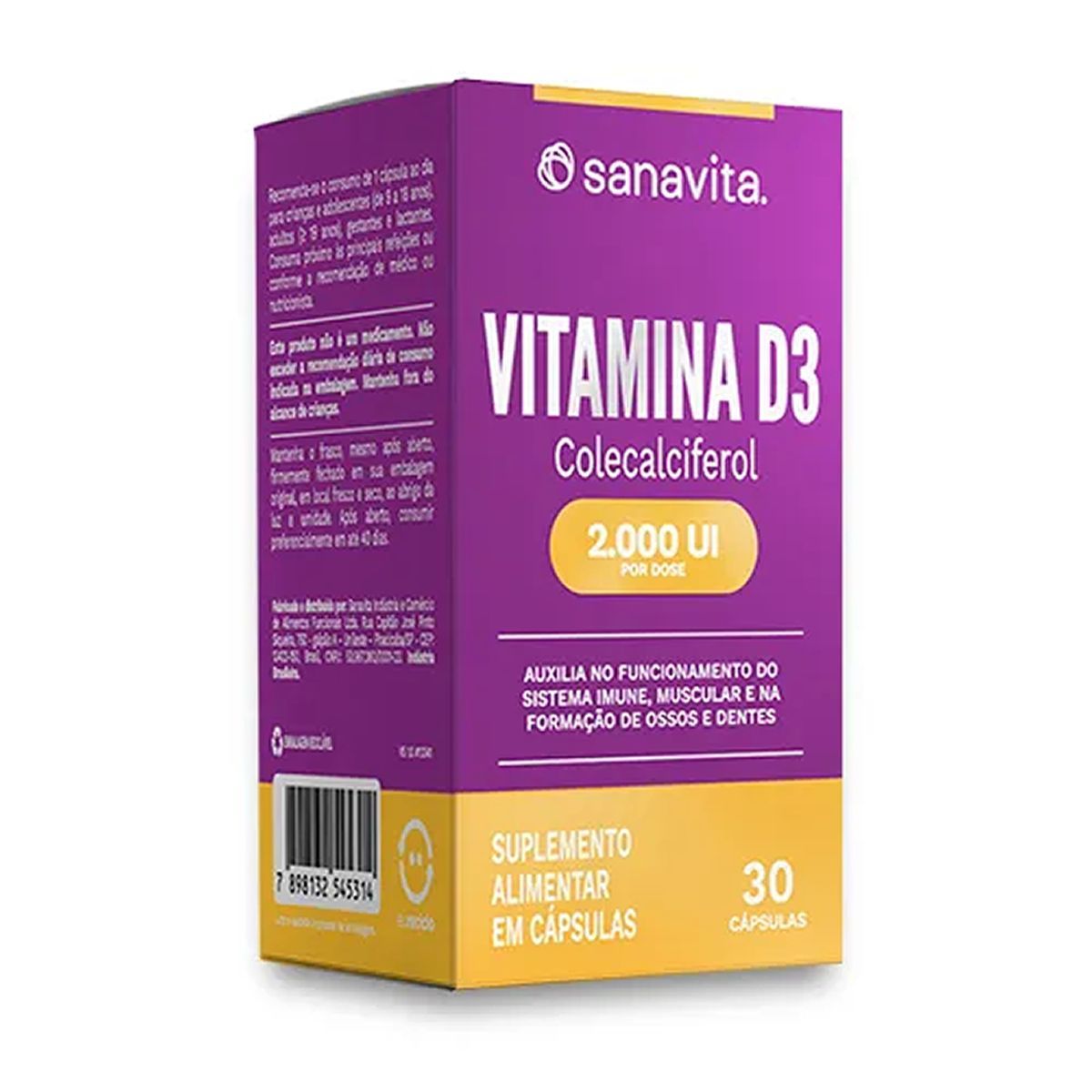 Vitamina D3 - 30 Capsulas - Sanavita*** Data Venc. 31/01/2026