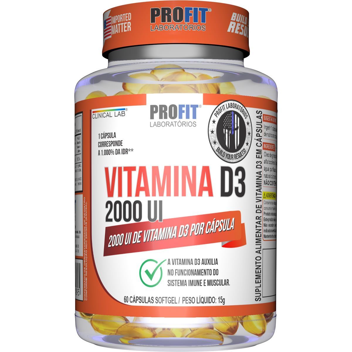 Vitamina D3 2000 UI - 60 C�psulas Softgel - Profit Laborat�rios*** Data Venc. 03/01/2024