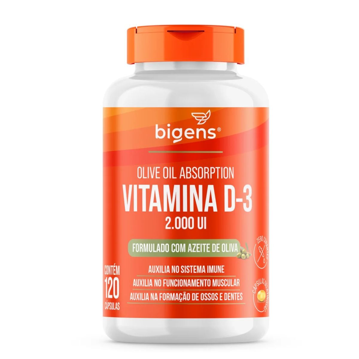 Vitamina D3 2000ui �leo de Oliva - 120 C�psulas - Bigens