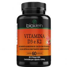 Vitamina D3 e K2 - 60 C�psulas Mastig�veis Morango - Bioklein