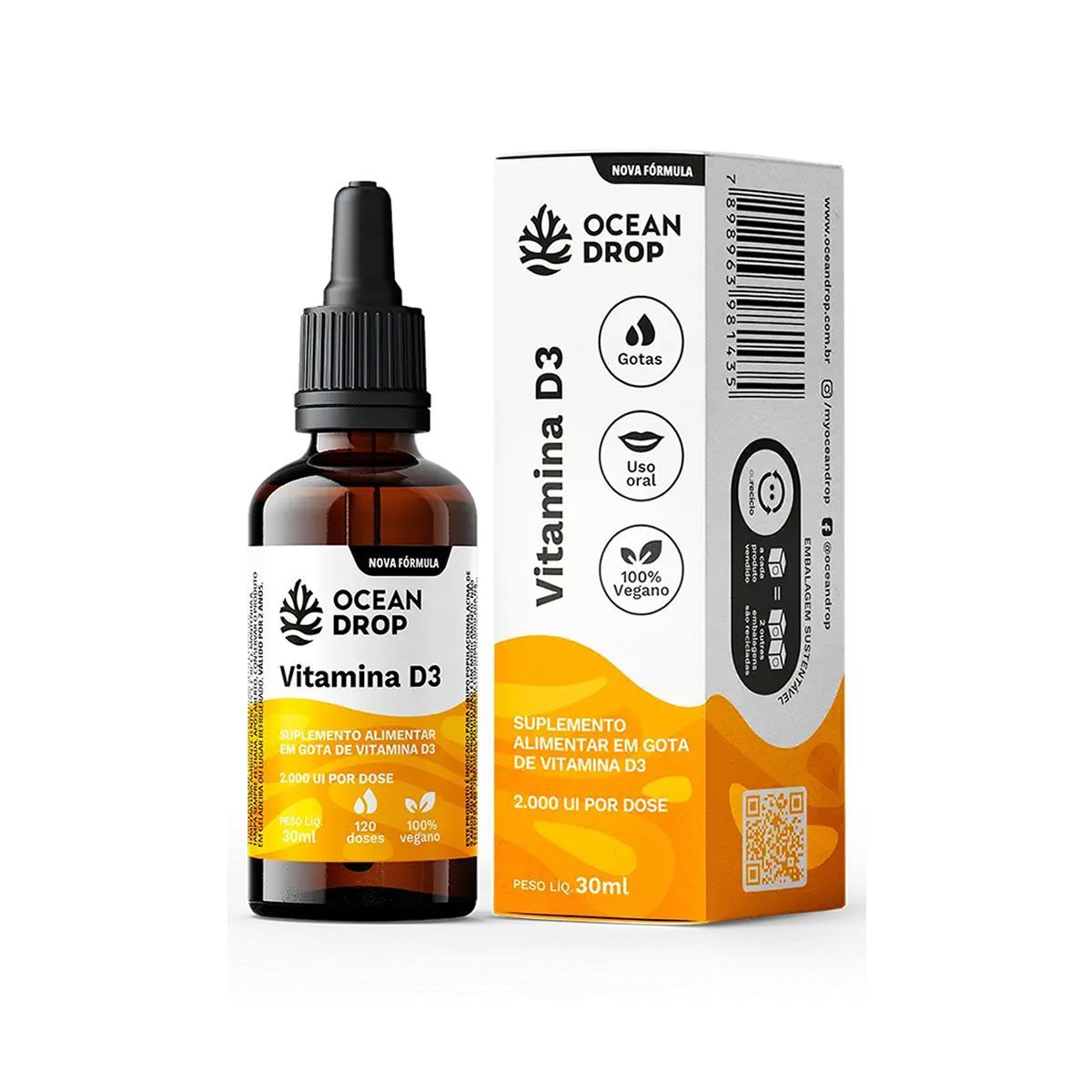 Vitamina D3 em Gotas - 30ml Menta - Ocean Drop