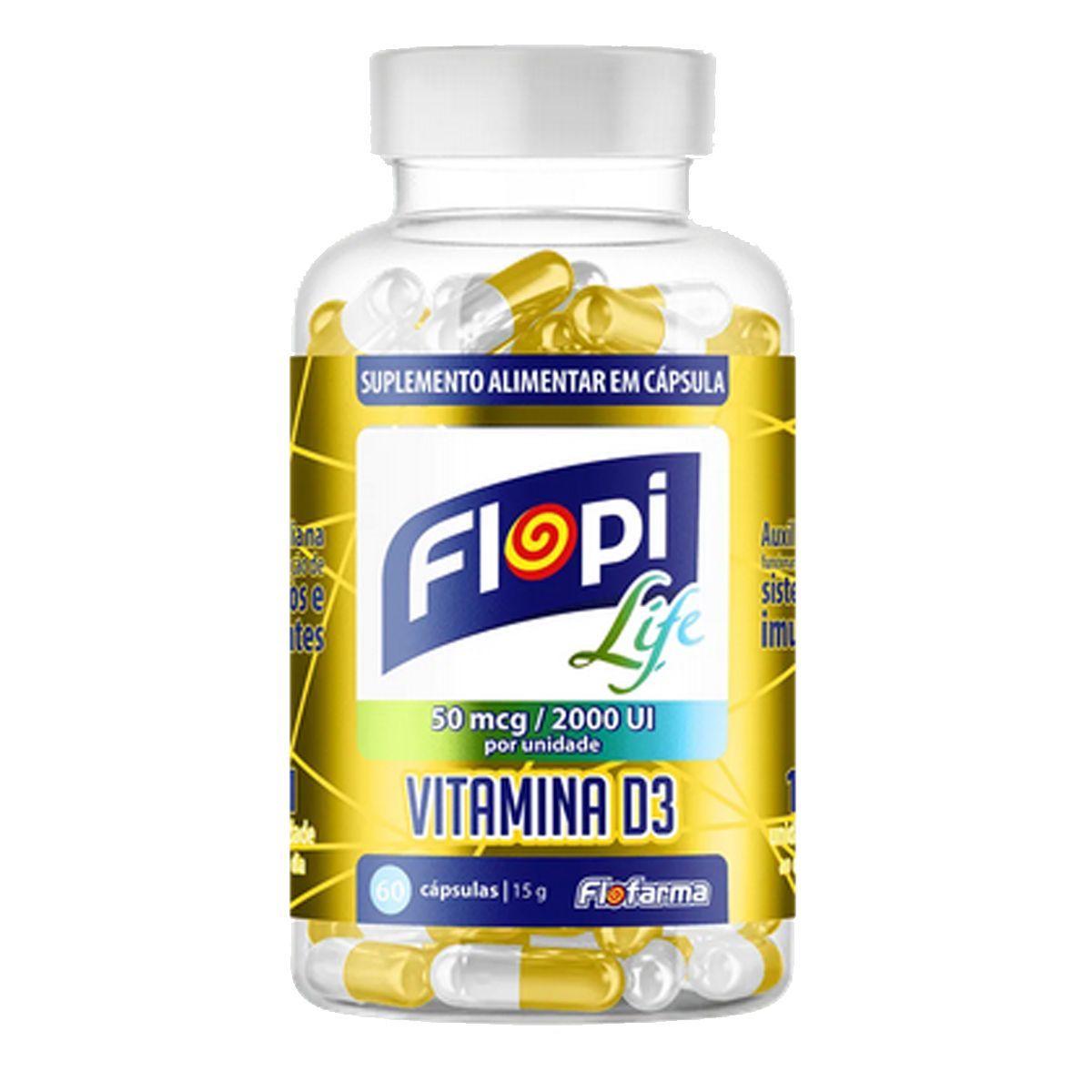 Vitamina D3 Flopi Life - 60 C�psulas - Flofarma*** Data Venc. 28/02/2023