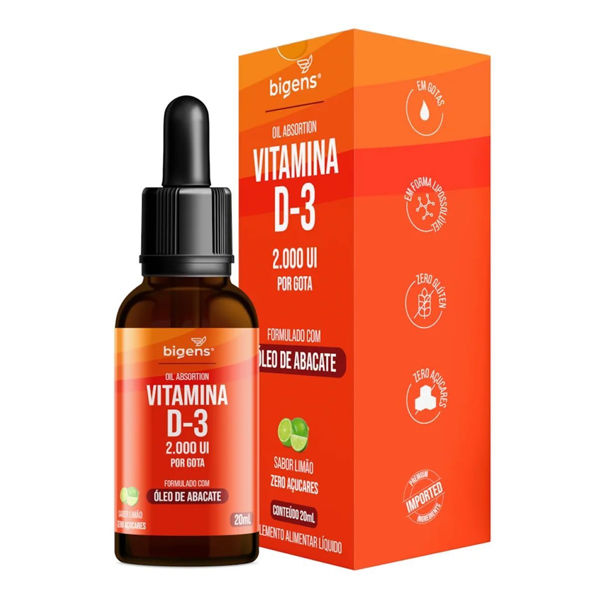 Vitamina D3 Gotas - 20ml Lim�o - Bigens