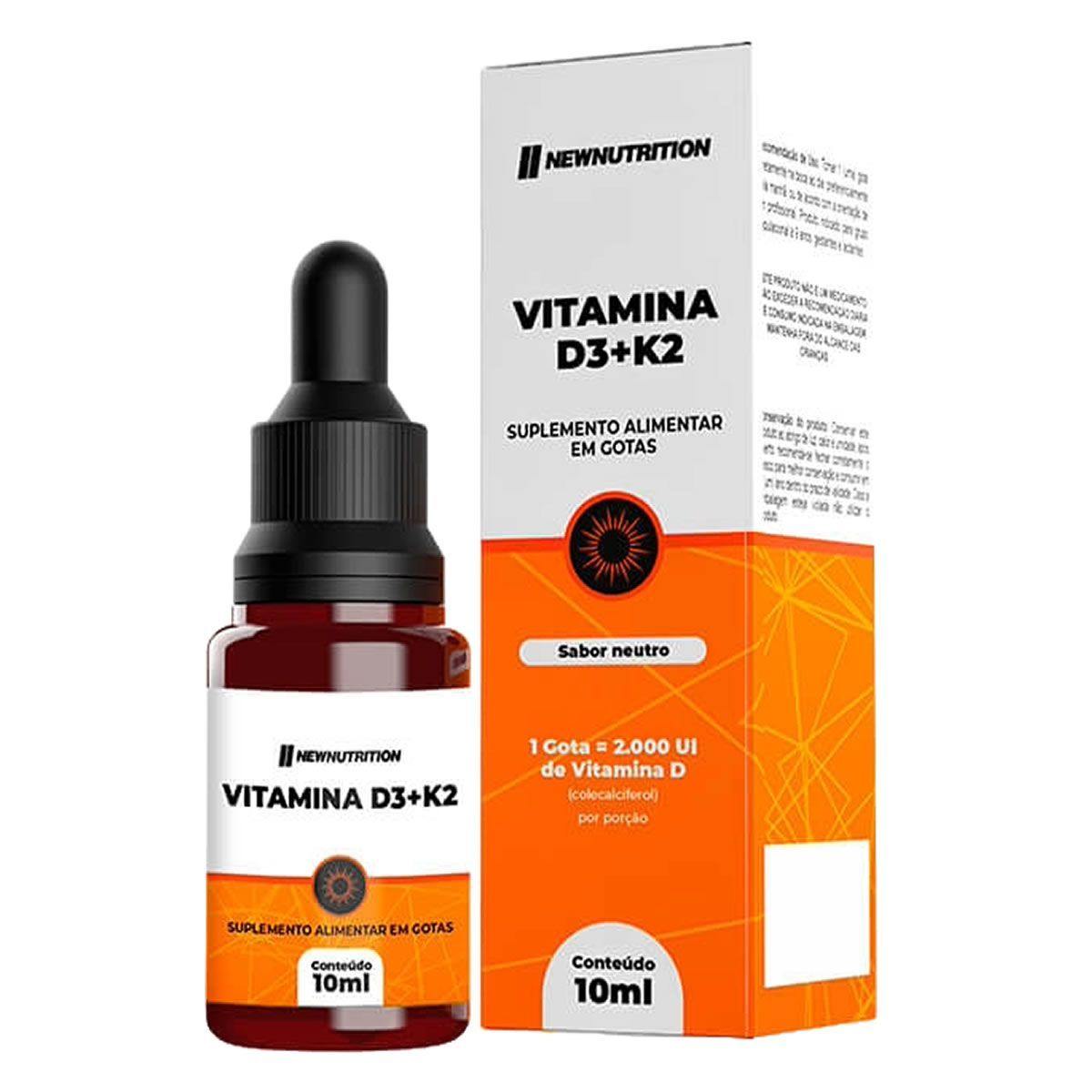 Vitamina D3+K2 - 10ml Natural - NewNutrition