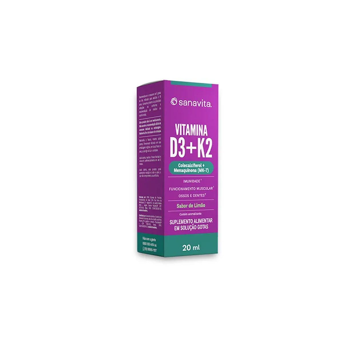 Vitamina D3+ K2 - 20ml Lim�o - Sanavita