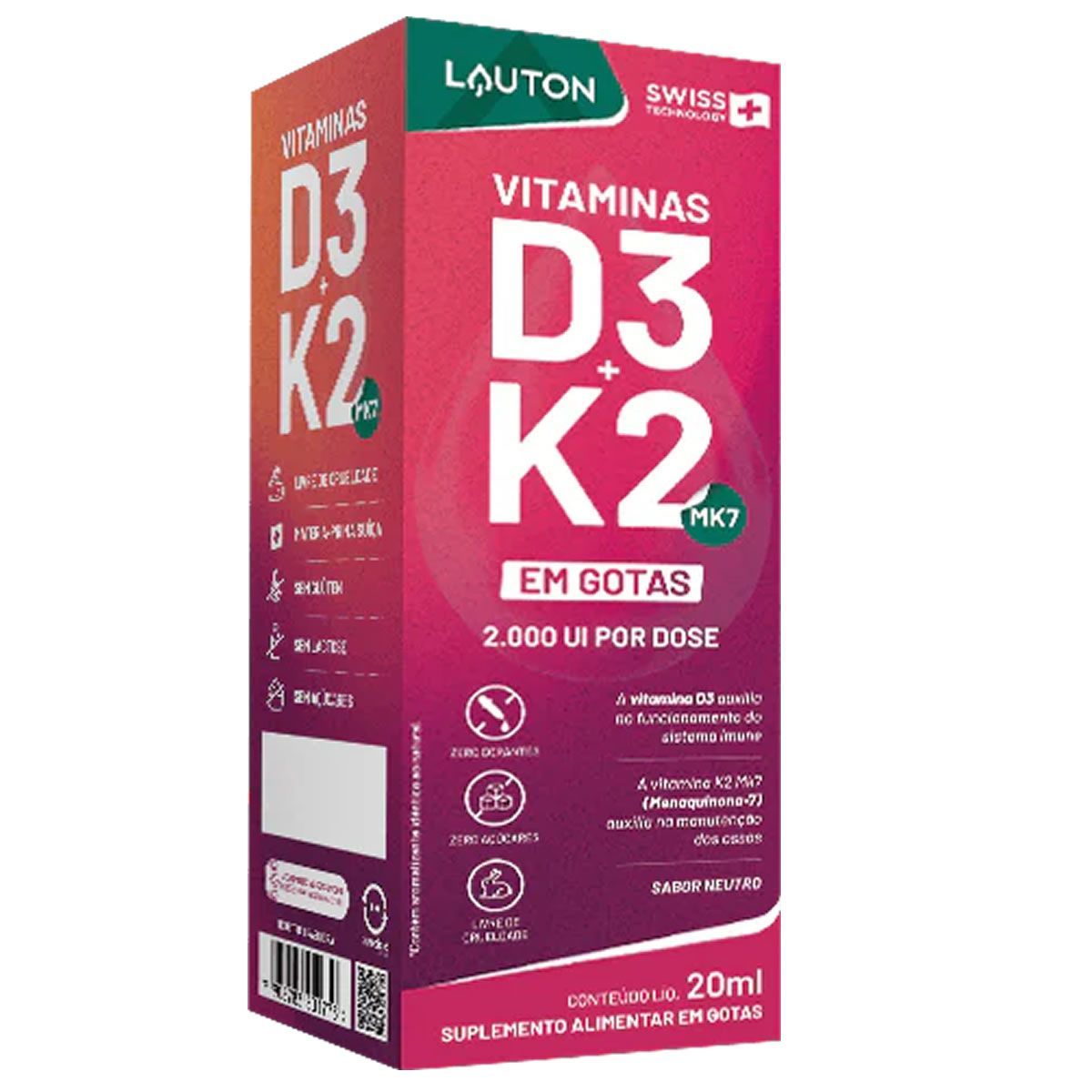 Vitamina D3 K2 - 20ml Sabor Neutro - Lauton Nutrition